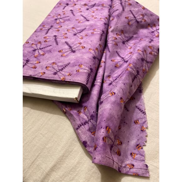 Debbie Mumm South Sea Important Dragonfly Print Purple Cotton 44/45" 1 yard cut‎ - Picture 2 of 5